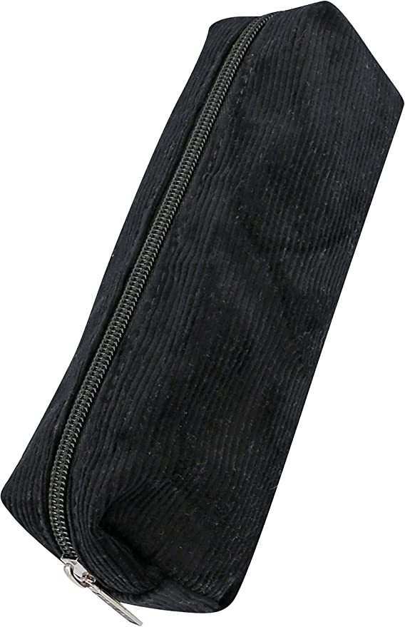 Online Premium Pencil case in Cord Black, Stylish Pencil case for Boys and Girls, Pencil case with Practical Zip, 1 Compartment, Ideal for School, University and Office, 03996/6